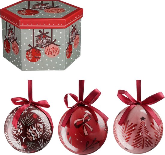 House of Seasons Geschenkset Weihnachtskugeln - 14 Stück - Ø8 cm - Unzerbrechlich - Rot Weihnachten