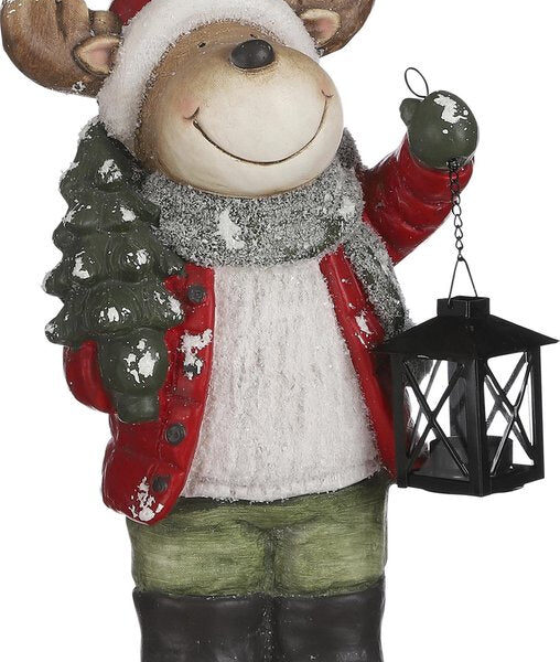 House of Seasons Rentier mit Laterne Weihnachtsstatue - L23 x B15