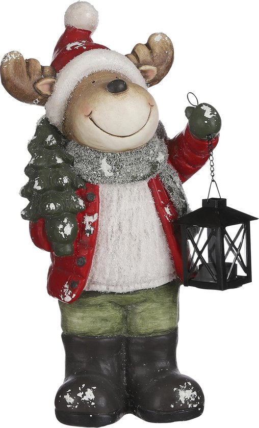 House of Seasons Rentier mit Laterne Weihnachtsstatue - L23 x B15