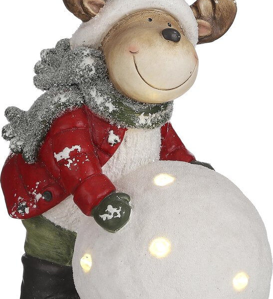 House of Seasons Rentier Weihnachtsstatue mit Lichtern - L30 x B22 x H42.5 - Rot Weihnachten