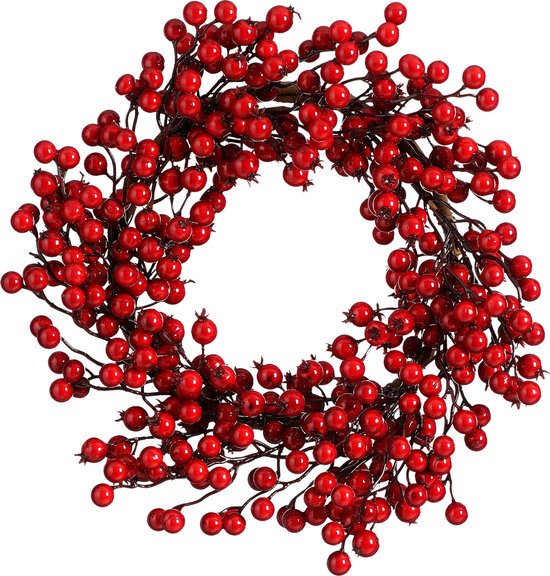 House of Seasons Weihnachtskranz Beeren - Ø40 cm - Schaumstoff - Rot Weihnachten