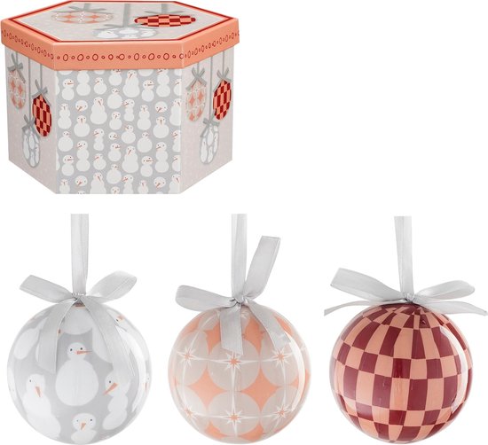 House of Seasons Weihnachtskugeln Geschenk-Set - 14 Stück - Ø8 cm - Unzerbrechlich - Pfirsich