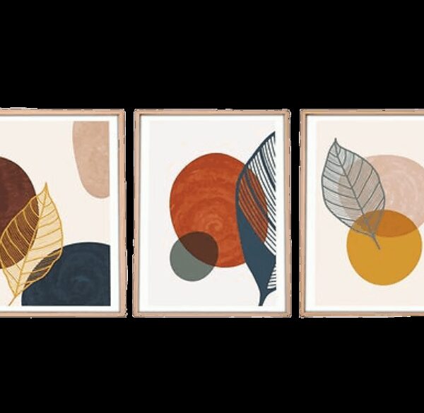 HUHU209 - Stilvolles Leinwandgemälde - 3er-Set - 50 x 70 cm Wohnen & Kochen