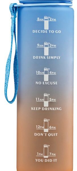 Hup. Motivation Drink Bottle - Wasserflasche 1 Liter - Trinkflasche mit Zeitmarkierung - Bequemer Trinkauslauf - Flasche 1L - BPA & Leak Free Hobby & Sport