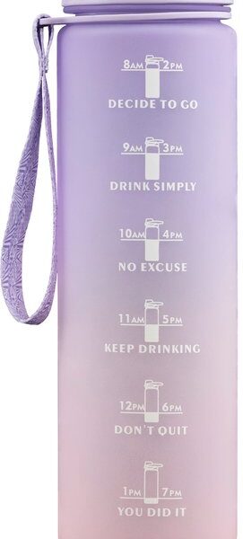 Hup. Motivation Drink Bottle - Wasserflasche 1 Liter - Trinkflasche mit Zeitmarkierung - Bequemer Trinkauslauf - Flasche 1L - BPA & Leak Free Hobby & Sport