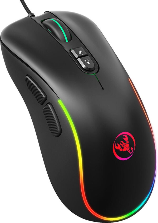 HXSJ J300 Optische RGB-Gaming-Maus - 6400 DPI - Schwarz Elektronik