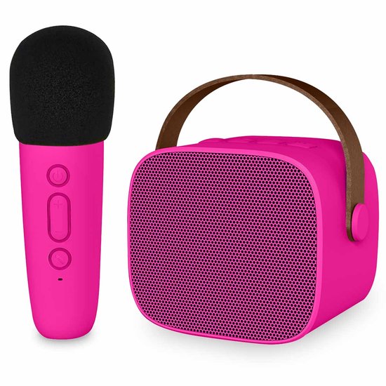 imoshion Karaoke-Set für Kinder und Erwachsene - Bluetooth-Lautsprecher mit drahtlosem Mikrofon - Hot Pink Hobby & Sport