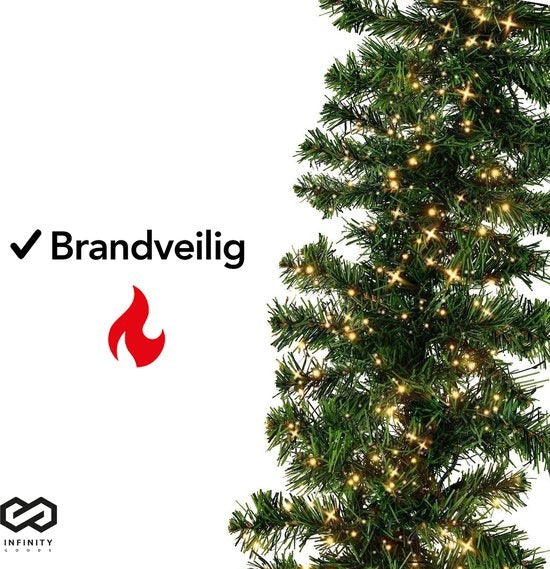 Infinity Goods Girlande mit Lichtern - Weihnachtsschmuck - 500CM - Weihnachtsgirlande - Weihnachtsschmuck - 100 LED - Grün Weihnachten