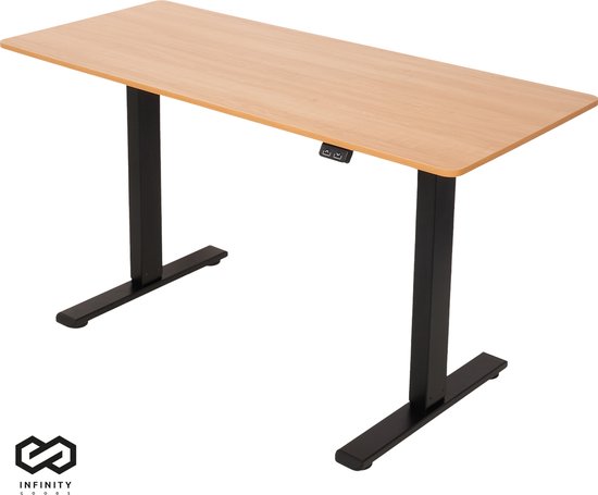 Infinity Goods Sitz-Steh-Schreibtisch - elektrisch höhenverstellbar - 120 x 60 CM - Braun Wohnen & Kochen