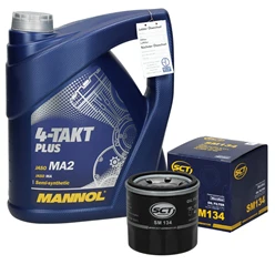 Inspektionspaket mit 4L Mannol Takt Plus 10W-40 Mazda 323 Nissan Primera 2820