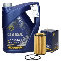 Inspektionspaket mit 5L Mannol Classic 10W-40 Renault Clio II Twingo I 8137