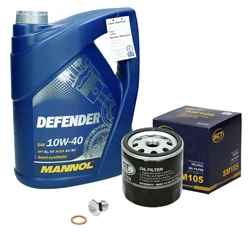 Inspektionspaket mit 5L Mannol Defender 10W-40 Daewoo Nexia Opel Astra Vectra 2820