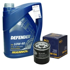 Inspektionspaket mit 5L Mannol Defender 10W-40 Suzuki Grand Vitara Toyota Avensis (T25) 8137