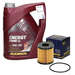 Inspektionspaket mit 5L Mannol Energy 5W-30 Ford Transit Citroen Jumper 8137