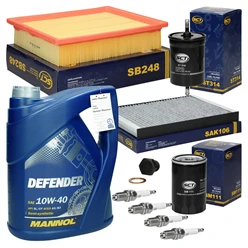 Inspektionspaket mit Mannol Defender 10W-40 5L VW Golf III 5613