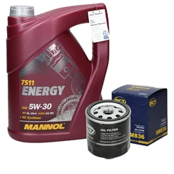 Inspektionspaket mit Mannol Energy 5W-30 5L VAG 5613