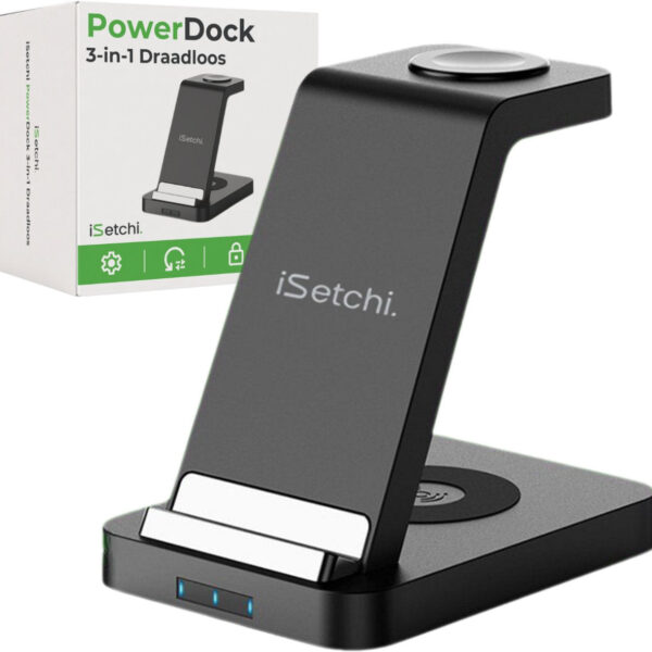 iSetchi Wireless 3-in-1 Ladestation - LED-Anzeige - 15W Schnellladung - Schwarz Elektronik