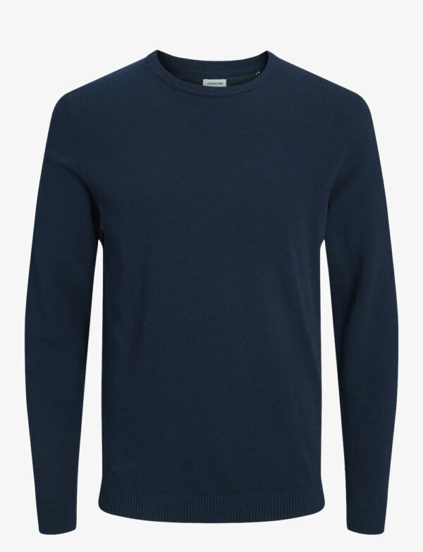 JACK&JONES Strickpullover für Herren - Rundhalsausschnitt & Rippstruktur - Größe L - Blau Kleidung