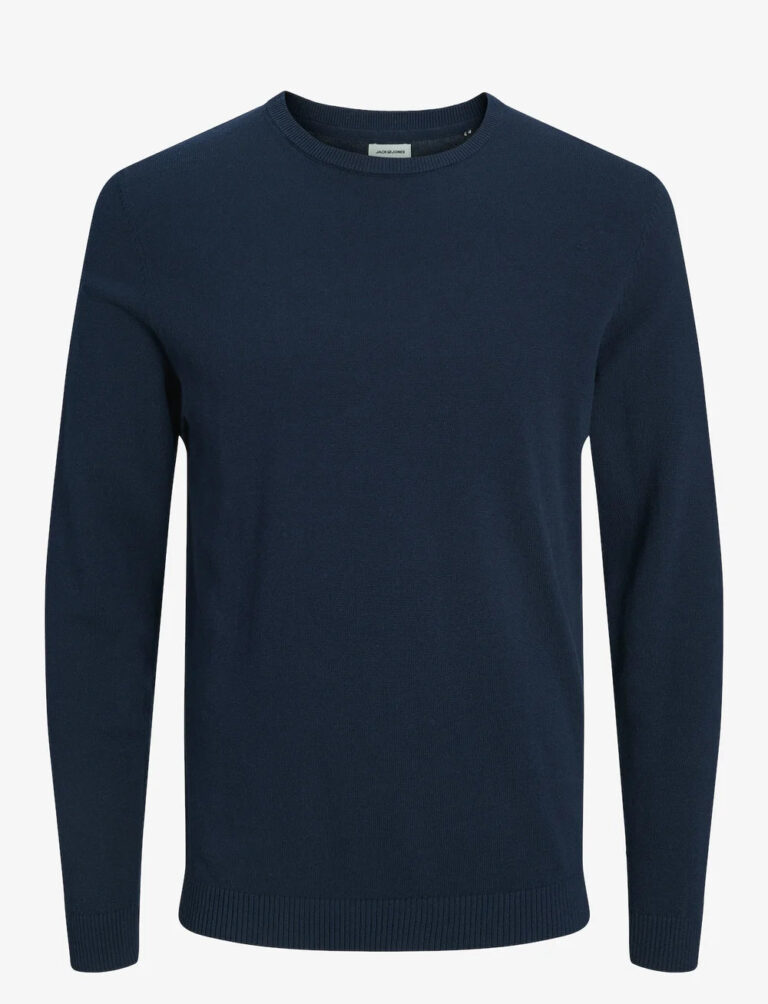 JACK&JONES Strickpullover für Herren - Rundhalsausschnitt & Rippstruktur - Größe L - Blau Kleidung