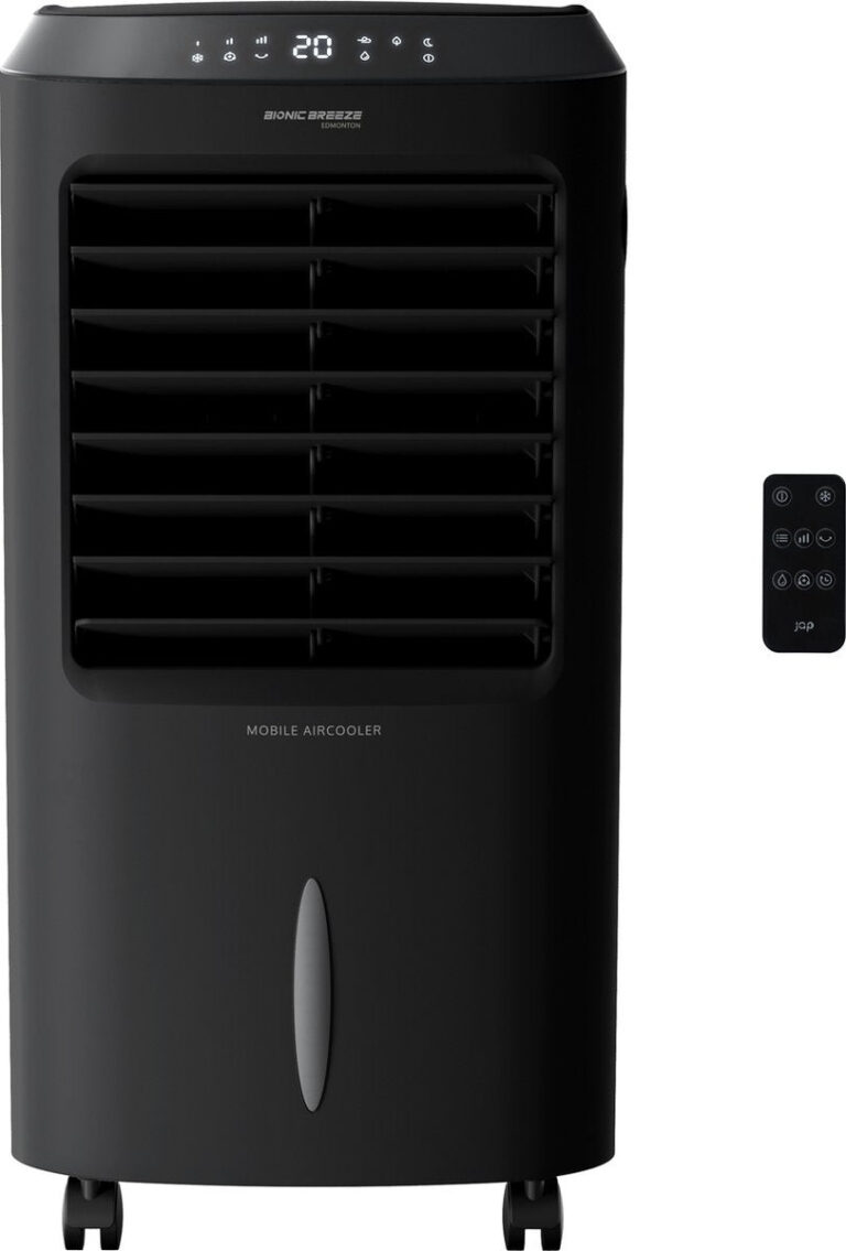 JAP Appliances - 4in1 Klimagerät - mit Wasser - Fernbedienung und Timer - Oszillierender Luftbefeuchter - Schwarz Wohnen & Kochen