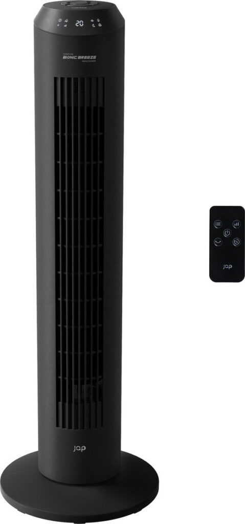 JAP Vancouver - Leiser Turmventilator - Luftreiniger - Fernbedienung und Timer - Oszillierender Säulenventilator - Design-Ventilator aufrecht - Standventilator - Mattschwarz Wohnen & Kochen