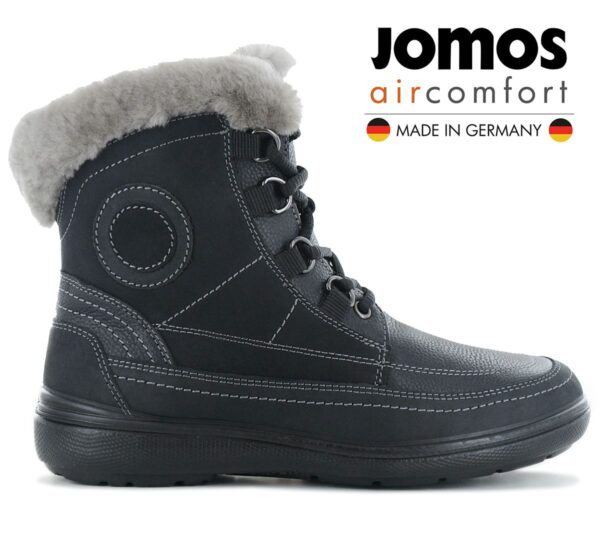 JOMOS Freewalk 806501 - Damen Winter Stiefel mit Lammfell Gefüttert in Leder Schwarz