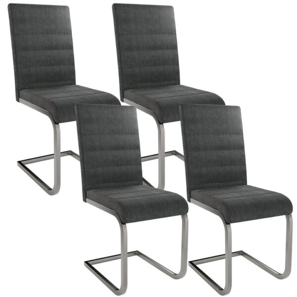 Juskys 4er Set Esszimmerstühle Freischwinger Vegas - Metallgestell - 52 x 41 x 101 cm - Dunkelgrau Wohnen & Kochen