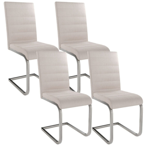 Juskys 4er-Set moderne Esszimmerstühle Vegas Freischwinger - Metallgestell - 52 x 41 x 101 cm - Beige Wohnen & Kochen