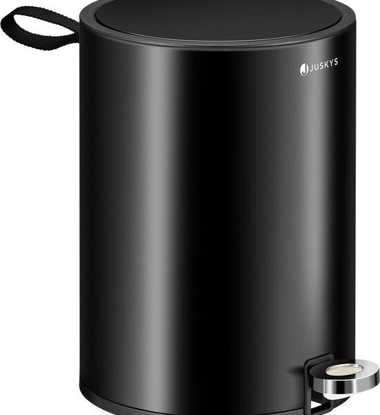 Juskys Mülleimer / Treteimer - 3 Liter - Stahl - inklusive Deckel - Schwarz Wohnen & Kochen