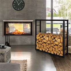 Kaminholzregal 100x25x100 cm Schwarz aus Metall ML-Design 695