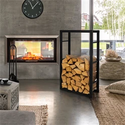 Kaminholzregal 60x100x25 cm Schwarz aus Metall ML-Design 6792