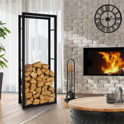 Kaminholzregal 60x25x150 cm Schwarz aus Metall ML-Design 695