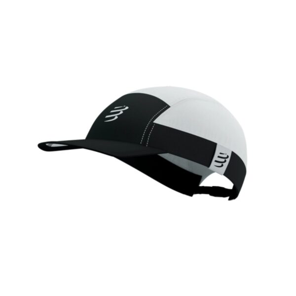 Kappe Compressport 5 Panel Light Cap Weiß Schwarz Laufzubehör