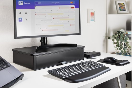 Kensington UVStand™ Monitorständer mit UVC-Sterilisationsfach/Aufbewahrungsschublade - Schwarz Elektronik