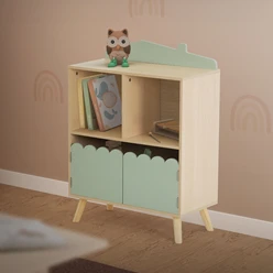 Kinder Bücherregal Grün/Beige mit 3 Fächern Joyz 465