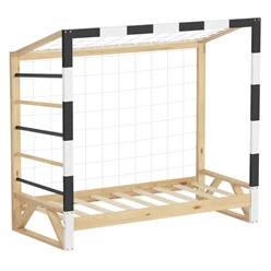Kinderbett Fußballtor 70x140 cm Holzbett mit Lattenrost Kletterleiter & Tornetz Handballtor aus Kiefernholz ML-Design 6394