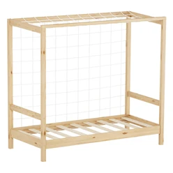 Kinderbett Fußballtor 70x140 cm Natur Einzelbett für Kinder Holzbett mit Lattenrost & Tornetz Handballtor ML-Design 6394