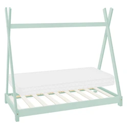 Kinderbett Tipi 70x140 cm Minze aus Kiefernholz inkl. Matratze H-10cm Holzbett mit Lattenrost ML-Design 6394