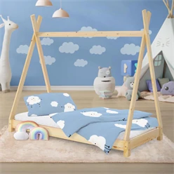 Kinderbett Tipi 80x160 cm aus Kiefernholz Holzbett mit Lattenrost ML-Design 6394