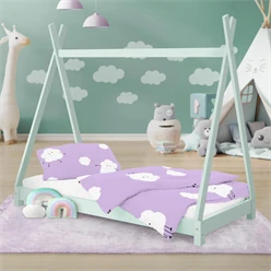Kinderbett Tipi 80x160 cm Minze aus Kiefernholz Holzbett mit Lattenrost ML-Design 6394