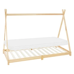 Kinderbett Tipi 90x200 cm aus Kiefernholz inkl. Matratze H-10cm Holzbett mit Lattenrost ML-Design 6394