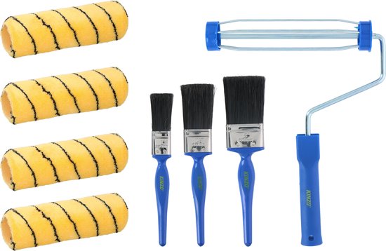 Kinzo 8-teiliges Farbrollenset - 1 Halterung - 4 Rollen - 3 Pinsel Haus & Garten