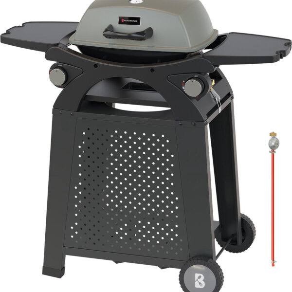 KitchenBrothers Gas BBQ - Steh- und Tischgrill - Tischgrill - Antihaft - 37x48 cm Grillfläche - Schwarz Haus & Garten