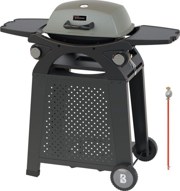 KitchenBrothers Gas BBQ - Steh- und Tischgrill - Tischgrill - Antihaft - 37x48 cm Grillfläche - Schwarz Haus & Garten