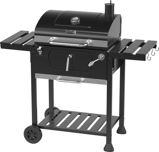 KitchenBrothers Holzkohlegrill - Verstellbarer Kohlerost - 42x57cm Grillfläche - Seitenwände - Schwarz Haus & Garten