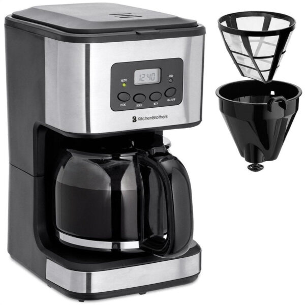 KitchenBrothers Kaffeemaschine - Filterkaffee - mit Glaskanne - 12 Tassen - Schwarz/RSF Wohnen & Kochen
