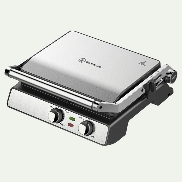 Kitchenwell - Kontakt Grill - KN381 - Sandwichmaker - Aluminium - Silber/Schwarz Wohnen & Kochen