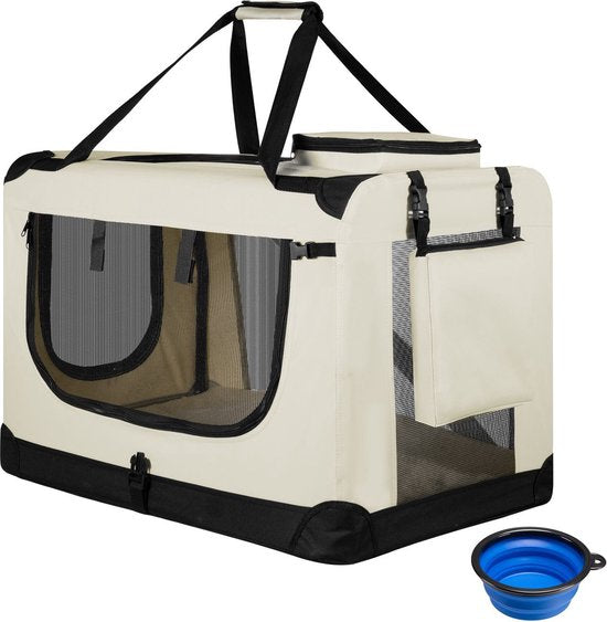 Klappbare Hundetransportbox / Sitzbank Lassie XL - Beige - 56 x 81 x 58 cm Haus & Garten