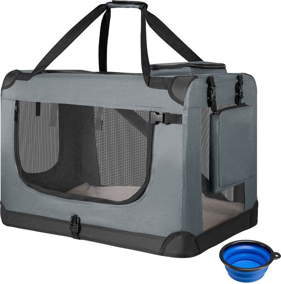 Klappbare Hundetransportbox / Sitzbank Lassie XL - Grau - 56 x 81 x 58 cm Haus & Garten