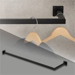 Kleiderstange Garderobe Wandmontage 30 x 110 cm Schwarz aus Stahl ML-Design 5714